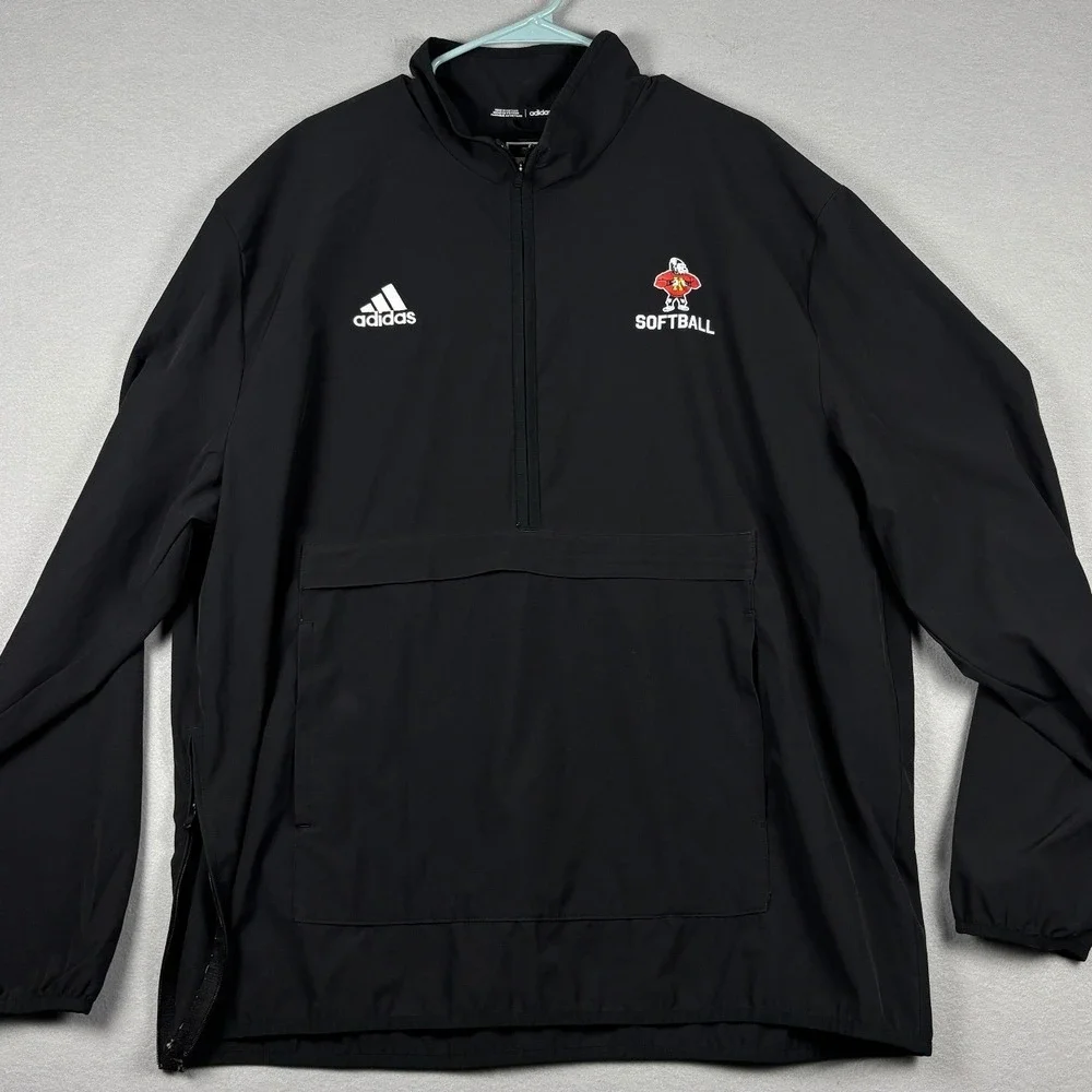 Adidas Softball 1/4 Zip Windbreaker Jacket Pullover XL Black IS1057